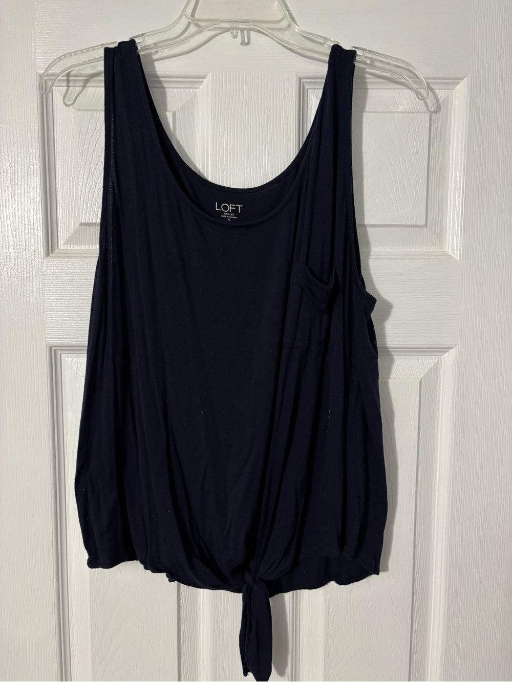 LOFT Navy Front-Tie Scoop Neck Tank - Women's Sleeveless Top